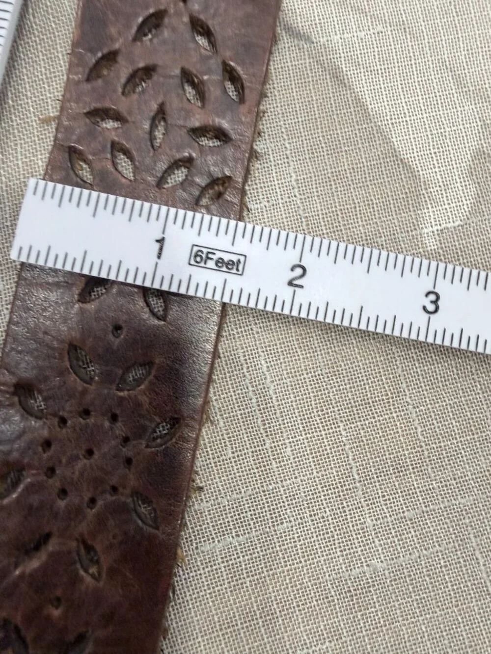 Brown Genuine Leather Floral Cutout Belt Rustic Boho Western Size 33-38”